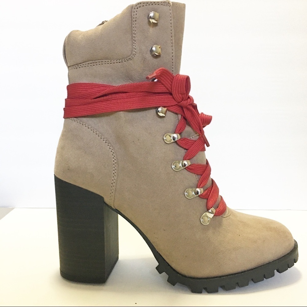 Material Girl Hazil Lace Up Platform Booties Chunky Heel Ankle Boots